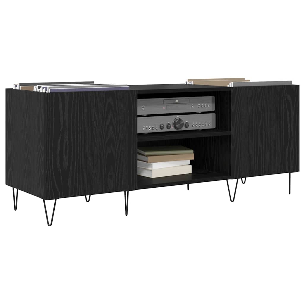 Platenkast met plank met opslag Zwart Eiken 121 x 38 x 48 cm is nu te koop bij PeponiXL, paradijselijk wonen!