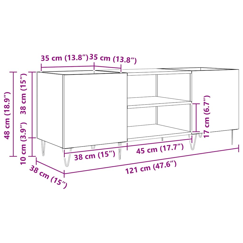 Platenkast met plank met opslag Zwart Eiken 121 x 38 x 48 cm is nu te koop bij PeponiXL, paradijselijk wonen!