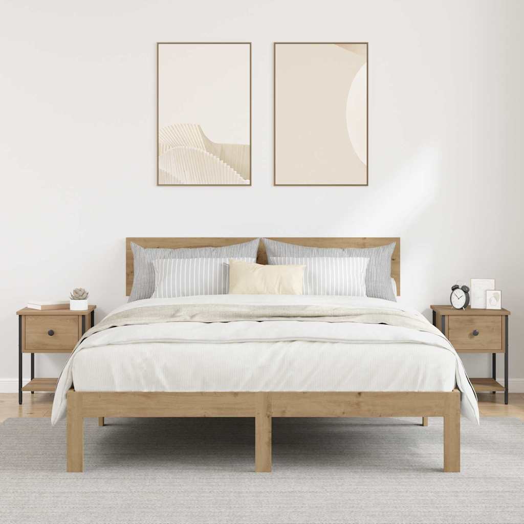 Nachtkastje 2 pcs Artisan Eiken 34 x 35,5 x 45 cm Bewerkt hout is nu te koop bij PeponiXL, paradijselijk wonen!