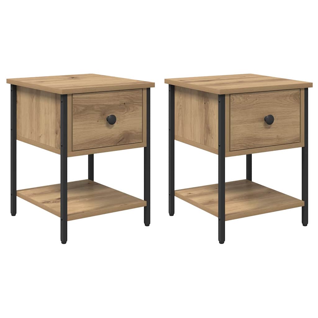 Nachtkastje 2 pcs Artisan Eiken 34 x 35,5 x 45 cm Bewerkt hout is nu te koop bij PeponiXL, paradijselijk wonen!