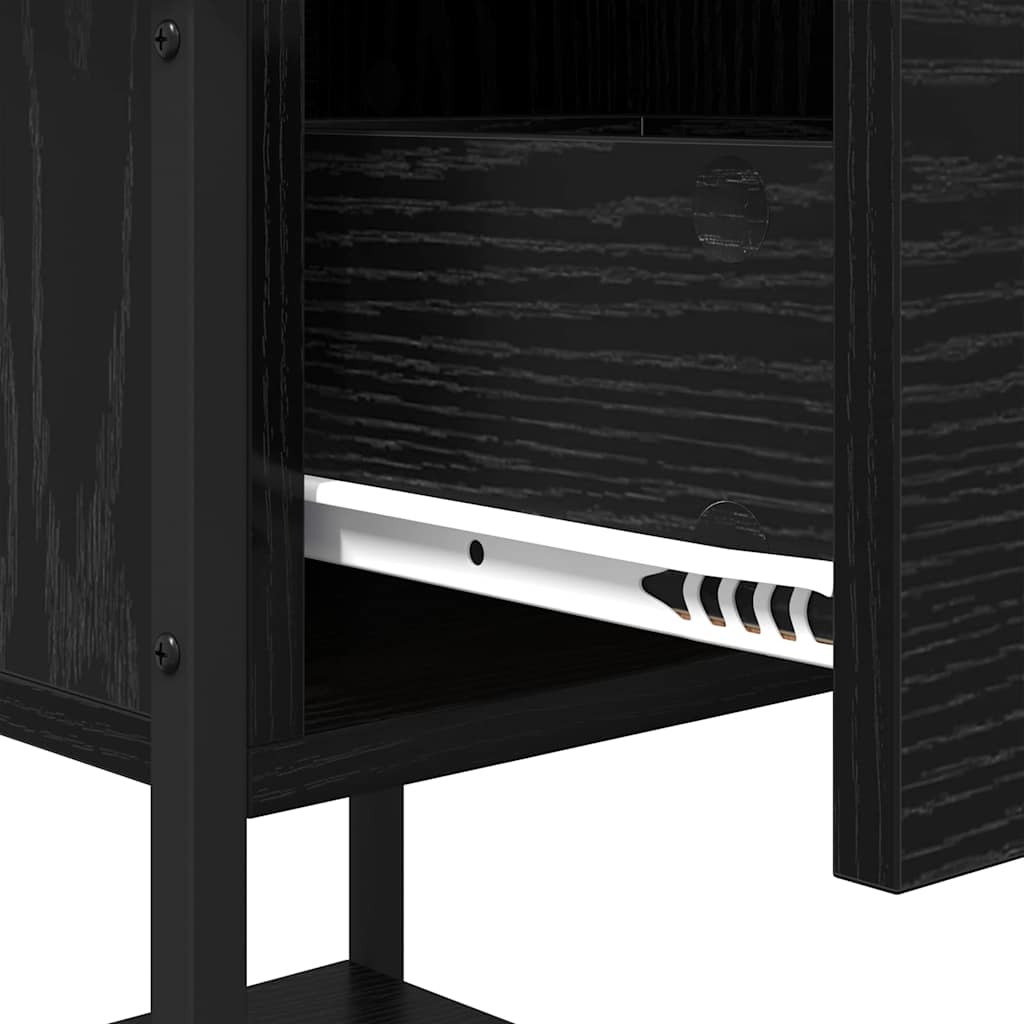 Nachtkastje 2 pcs Zwart Eiken 34 x 35,5 x 45 cm Bewerkt hout is nu te koop bij PeponiXL, paradijselijk wonen!