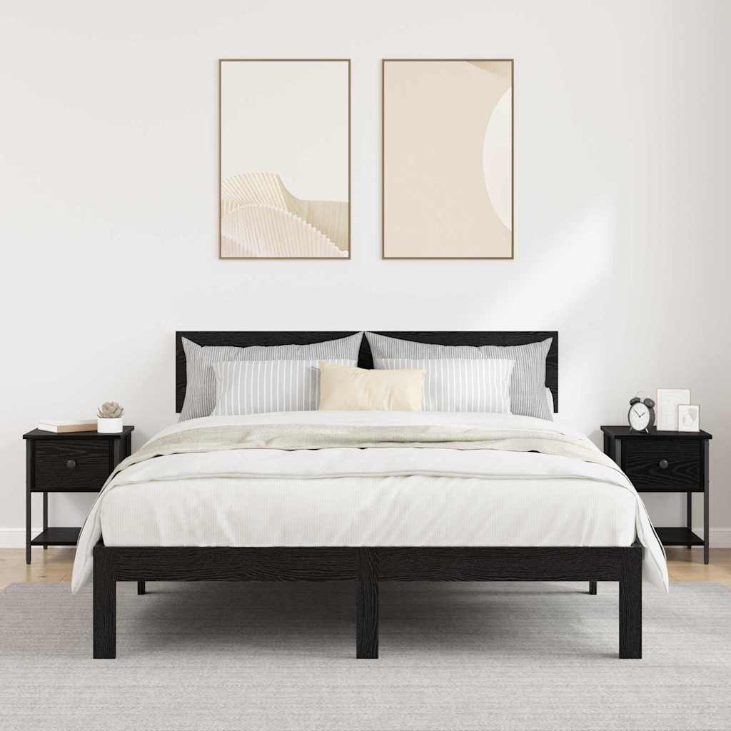 Nachtkastje 2 pcs Zwart Eiken 34 x 35,5 x 45 cm Bewerkt hout is nu te koop bij PeponiXL, paradijselijk wonen!