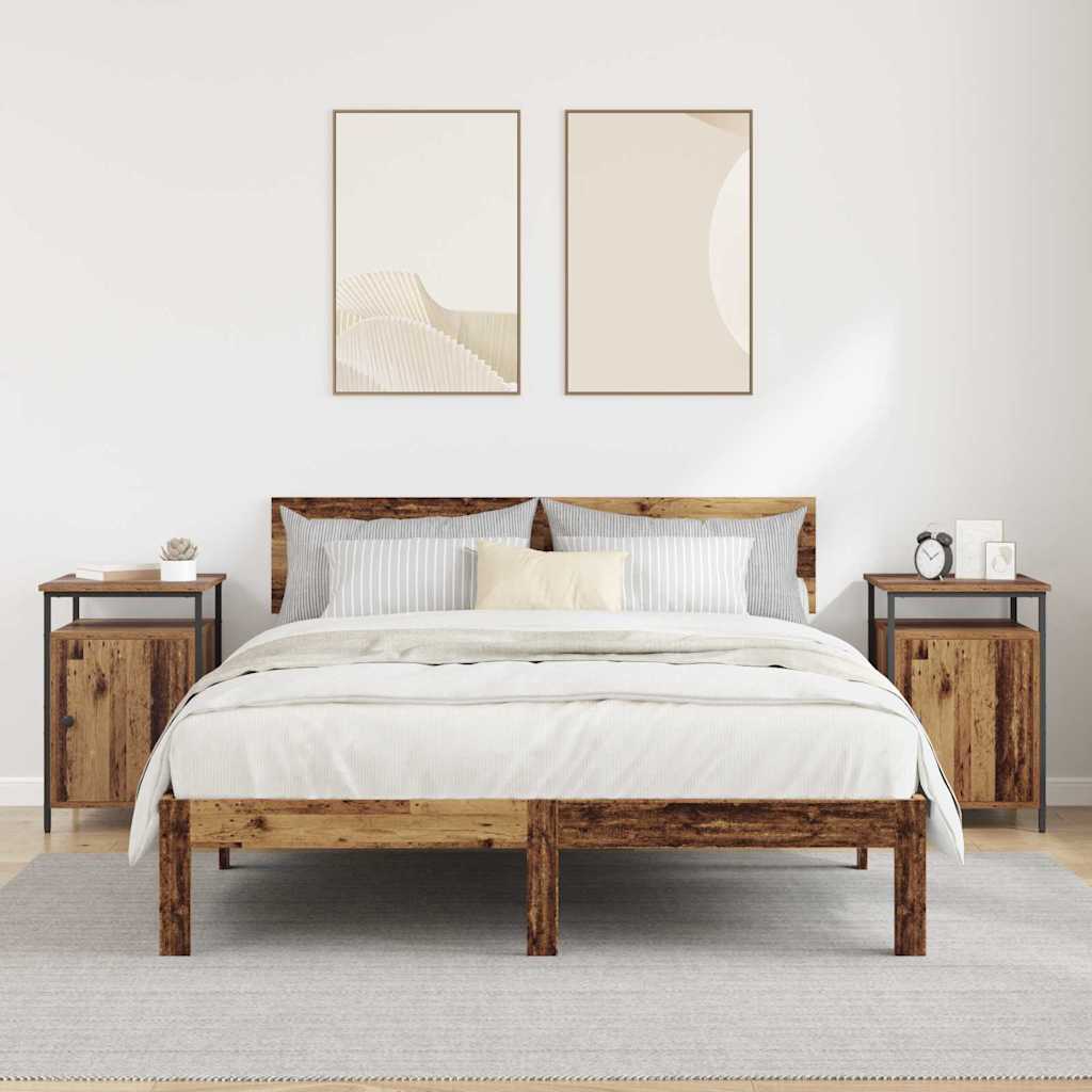 Nachtkastje 2 pcs Oudhout 40 x 42 x 60cm Bewerkt hout is nu te koop bij PeponiXL, paradijselijk wonen!