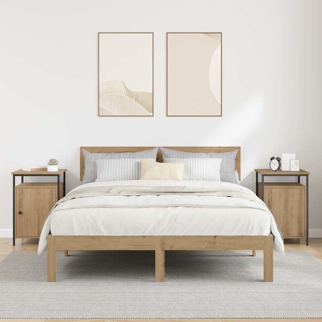Nachtkastje 2 pcs Artisan Eiken 40 x 42 x 60cm Bewerkt hout is nu te koop bij PeponiXL, paradijselijk wonen!