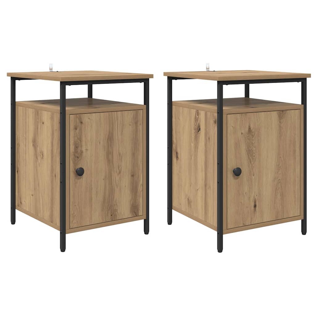 Nachtkastje 2 pcs Artisan Eiken 40 x 42 x 60cm Bewerkt hout is nu te koop bij PeponiXL, paradijselijk wonen!