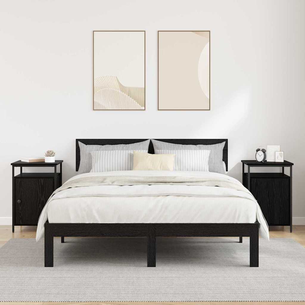 Nachtkastje 2 pcs Zwart Eiken 40 x 42 x 60cm Bewerkt hout is nu te koop bij PeponiXL, paradijselijk wonen!
