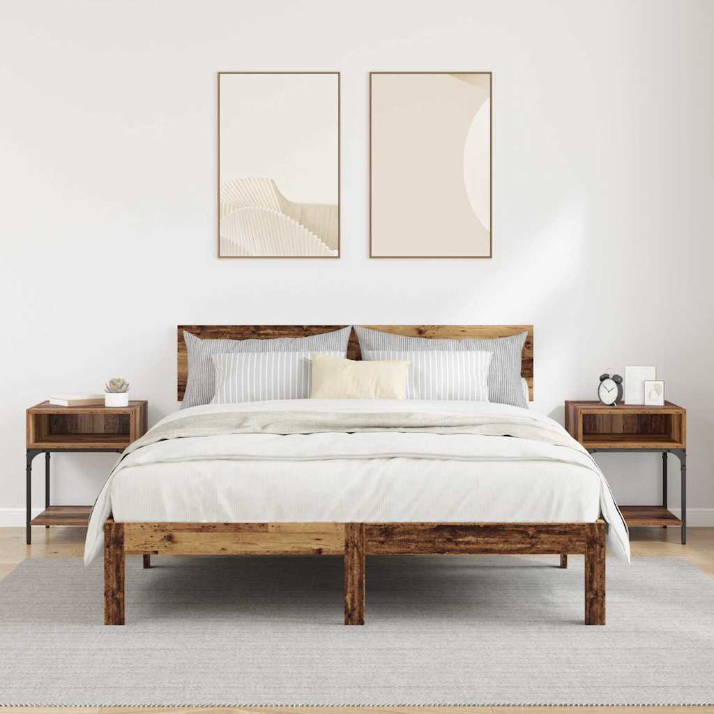 Nachtkastje 2 pcs Oudhout 40 x 40 x 50 cm Bewerkt hout is nu te koop bij PeponiXL, paradijselijk wonen!