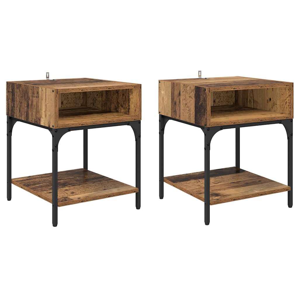 Nachtkastje 2 pcs Oudhout 40 x 40 x 50 cm Bewerkt hout is nu te koop bij PeponiXL, paradijselijk wonen!