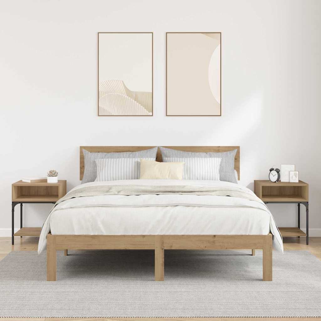 Nachtkastje 2 pcs Artisan Eiken 40 x 40 x 50 cm Bewerkt hout is nu te koop bij PeponiXL, paradijselijk wonen!
