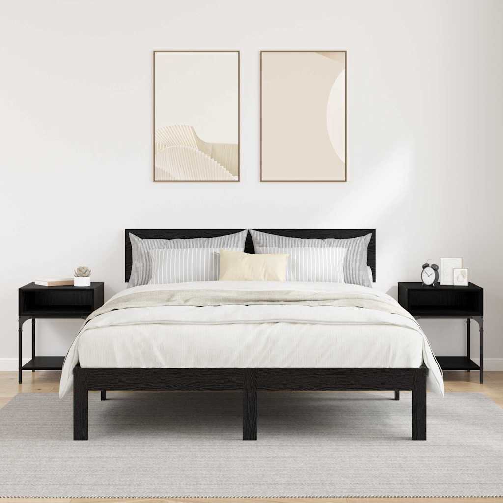Nachtkastje 2 pcs Zwart Eiken 40 x 40 x 50 cm Bewerkt hout is nu te koop bij PeponiXL, paradijselijk wonen!