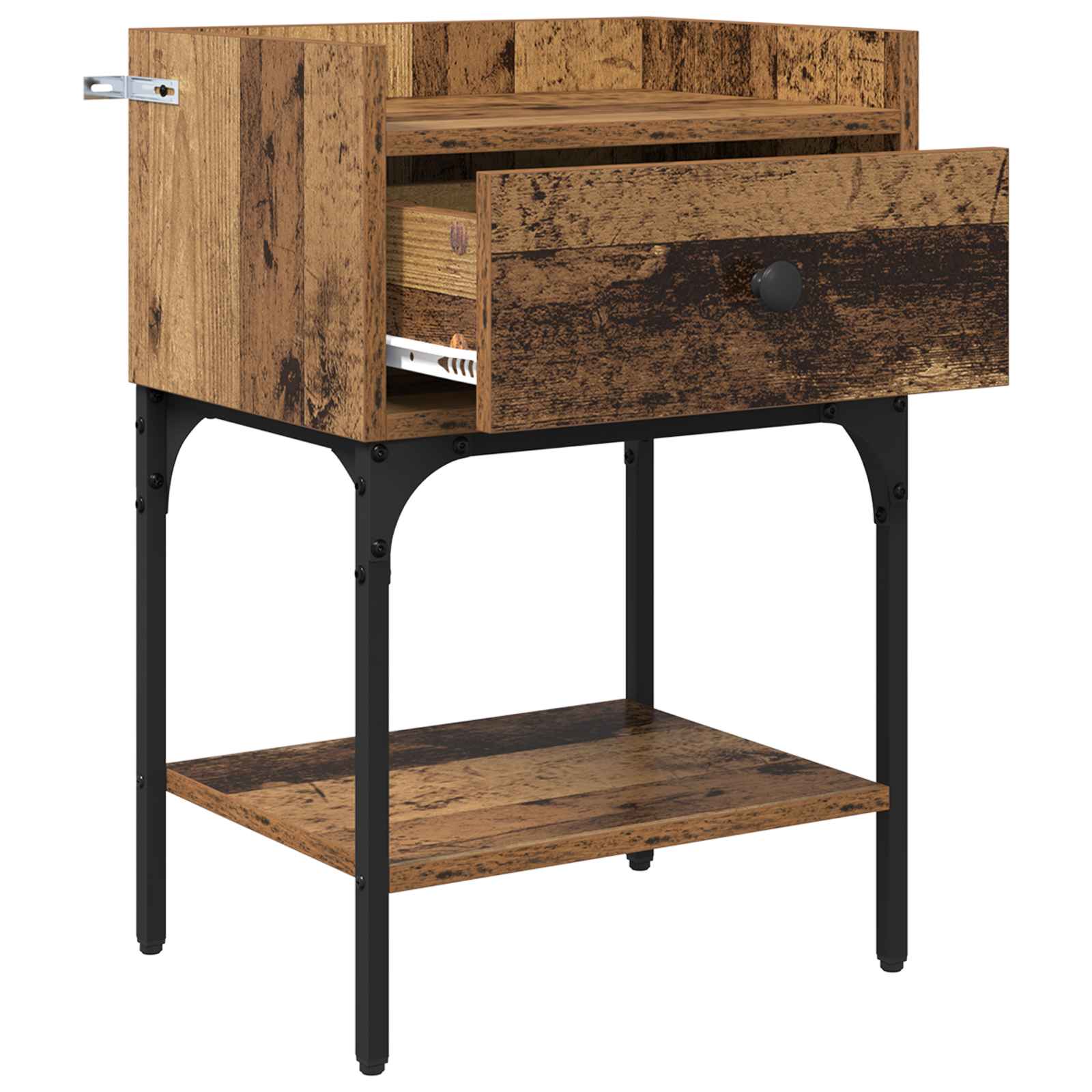 Nachtkastje met lade Oudhout 40 x 29 x 60 cm Bewerkt hout is nu te koop bij PeponiXL, paradijselijk wonen!
