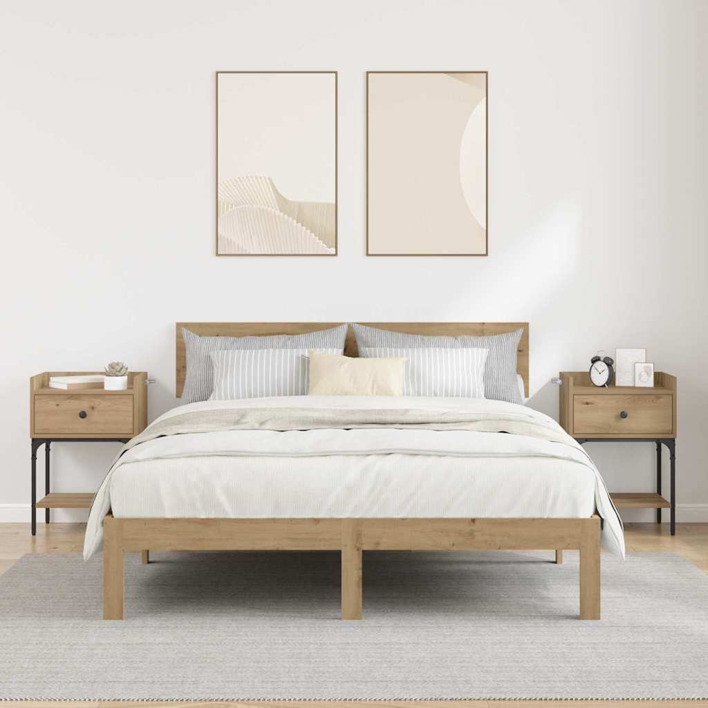 Nachtkastje 2 pcs Artisan Eiken 40 x 29 x 60 cm Bewerkt hout is nu te koop bij PeponiXL, paradijselijk wonen!