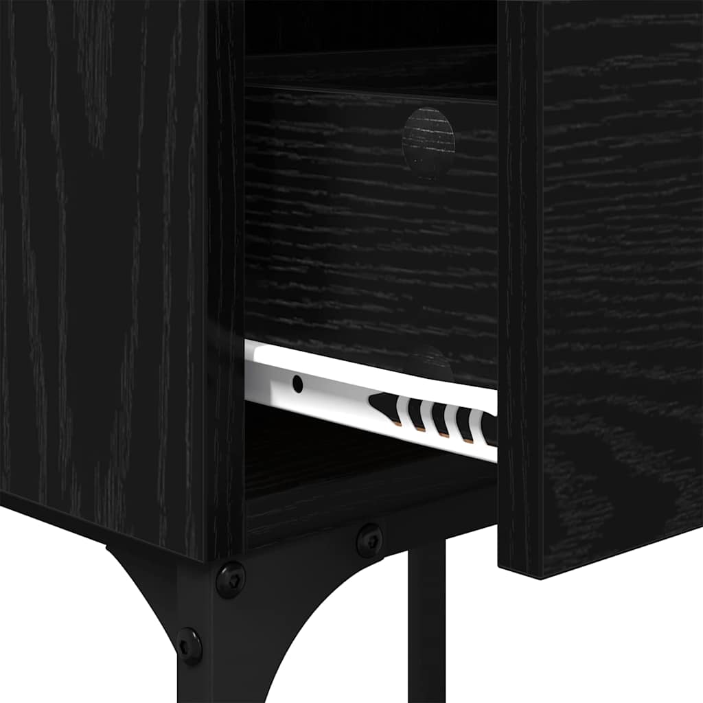 Nachtkastje 2 pcs Zwart Eiken 40 x 29 x 60 cm Bewerkt hout is nu te koop bij PeponiXL, paradijselijk wonen!