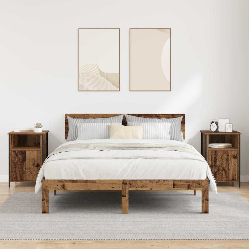 Nachtkastje 2 pcs Oudhout 40 x 42 x 60 cm Bewerkt hout is nu te koop bij PeponiXL, paradijselijk wonen!
