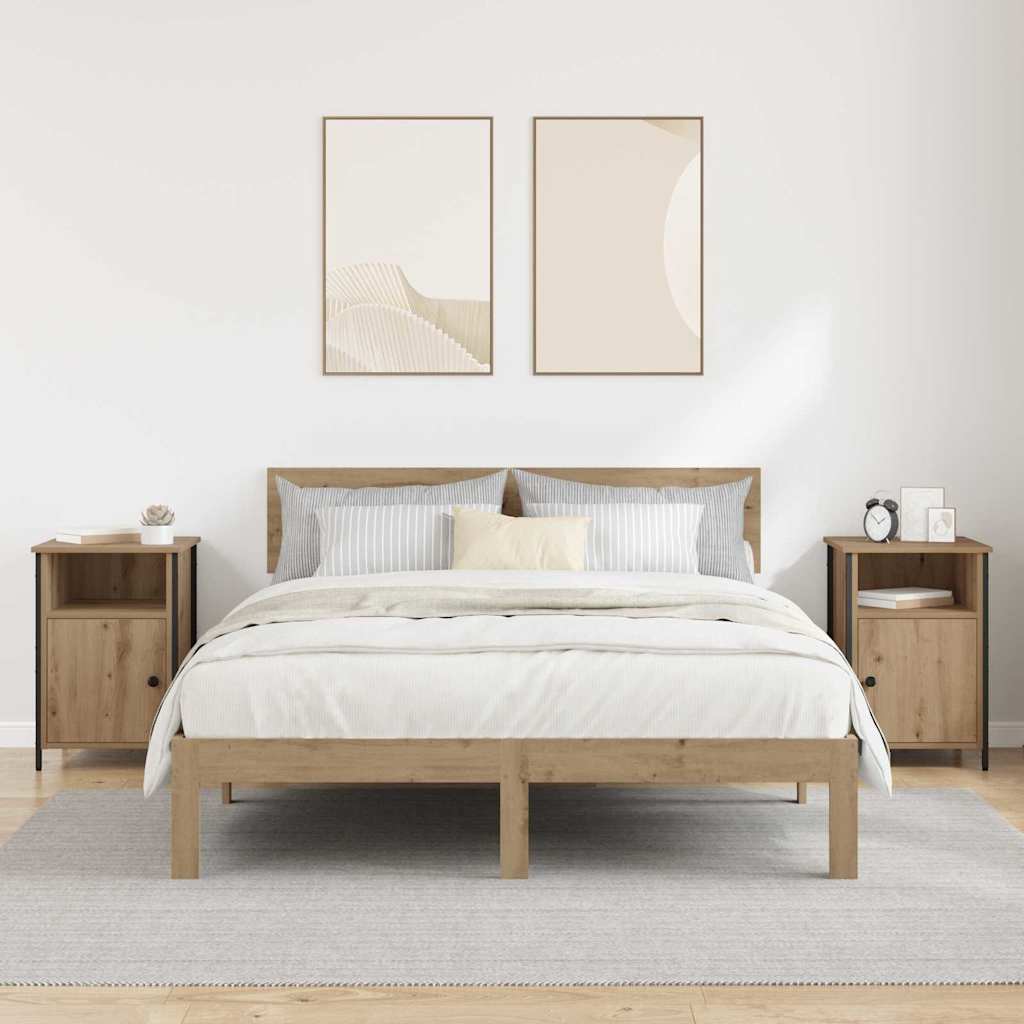 Nachtkastje 2 pcs Artisan Eiken 40 x 42 x 60 cm Bewerkt hout is nu te koop bij PeponiXL, paradijselijk wonen!