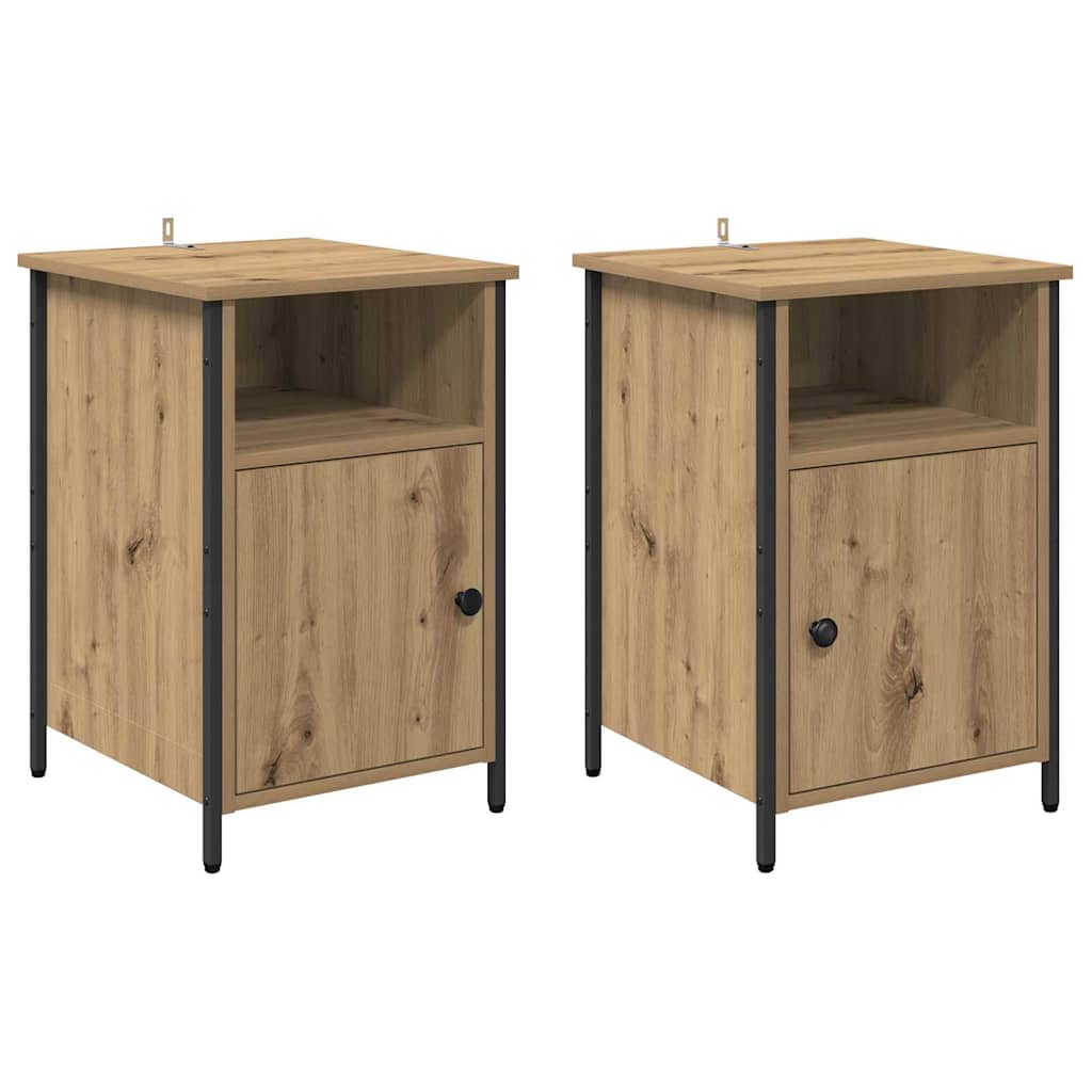 Nachtkastje 2 pcs Artisan Eiken 40 x 42 x 60 cm Bewerkt hout is nu te koop bij PeponiXL, paradijselijk wonen!
