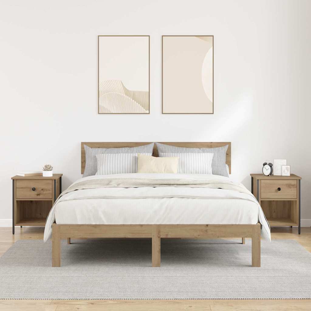 Nachtkastje 2 pcs Artisan Eiken 40 x 42 x 50 cm Bewerkt hout is nu te koop bij PeponiXL, paradijselijk wonen!