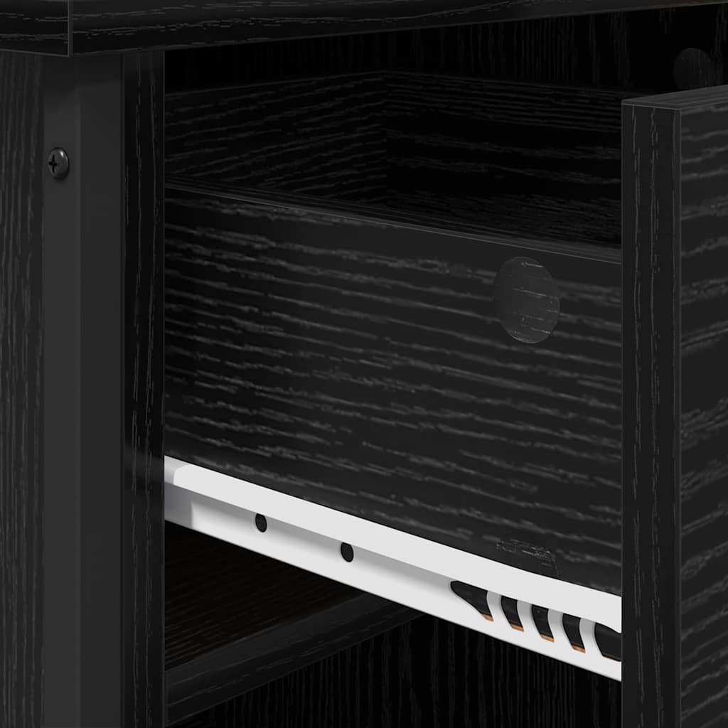 Nachtkastje met lade Zwart Eiken 40 x 42 x 50 cm Bewerkt hout is nu te koop bij PeponiXL, paradijselijk wonen!