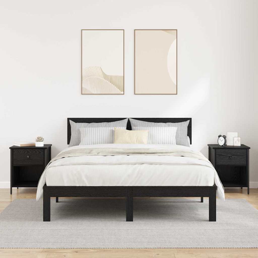 Nachtkastje 2 pcs Zwart Eiken 40 x 42 x 50 cm Bewerkt hout is nu te koop bij PeponiXL, paradijselijk wonen!