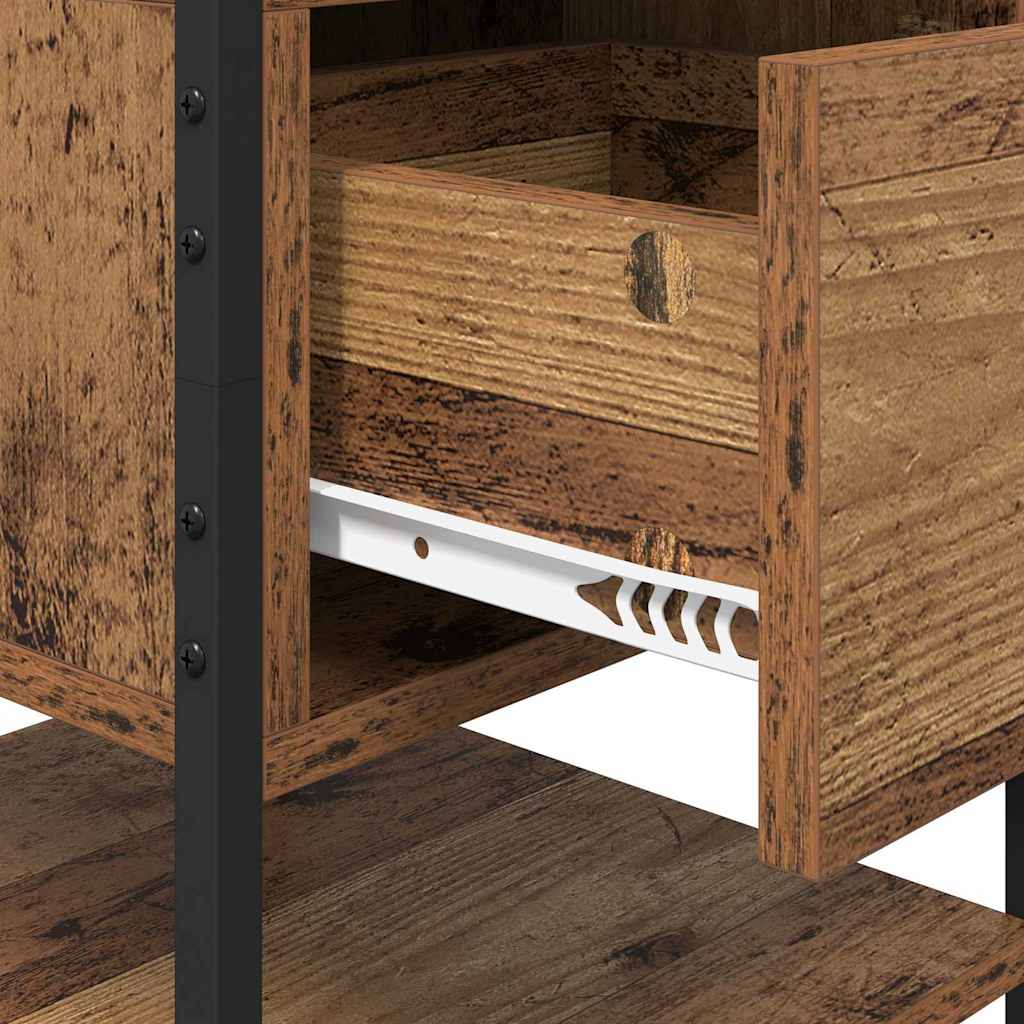 Nachtkastje met lade 2 pcs Oudhout 40 x 42 x 56 cm Bewerkt hout is nu te koop bij PeponiXL, paradijselijk wonen!