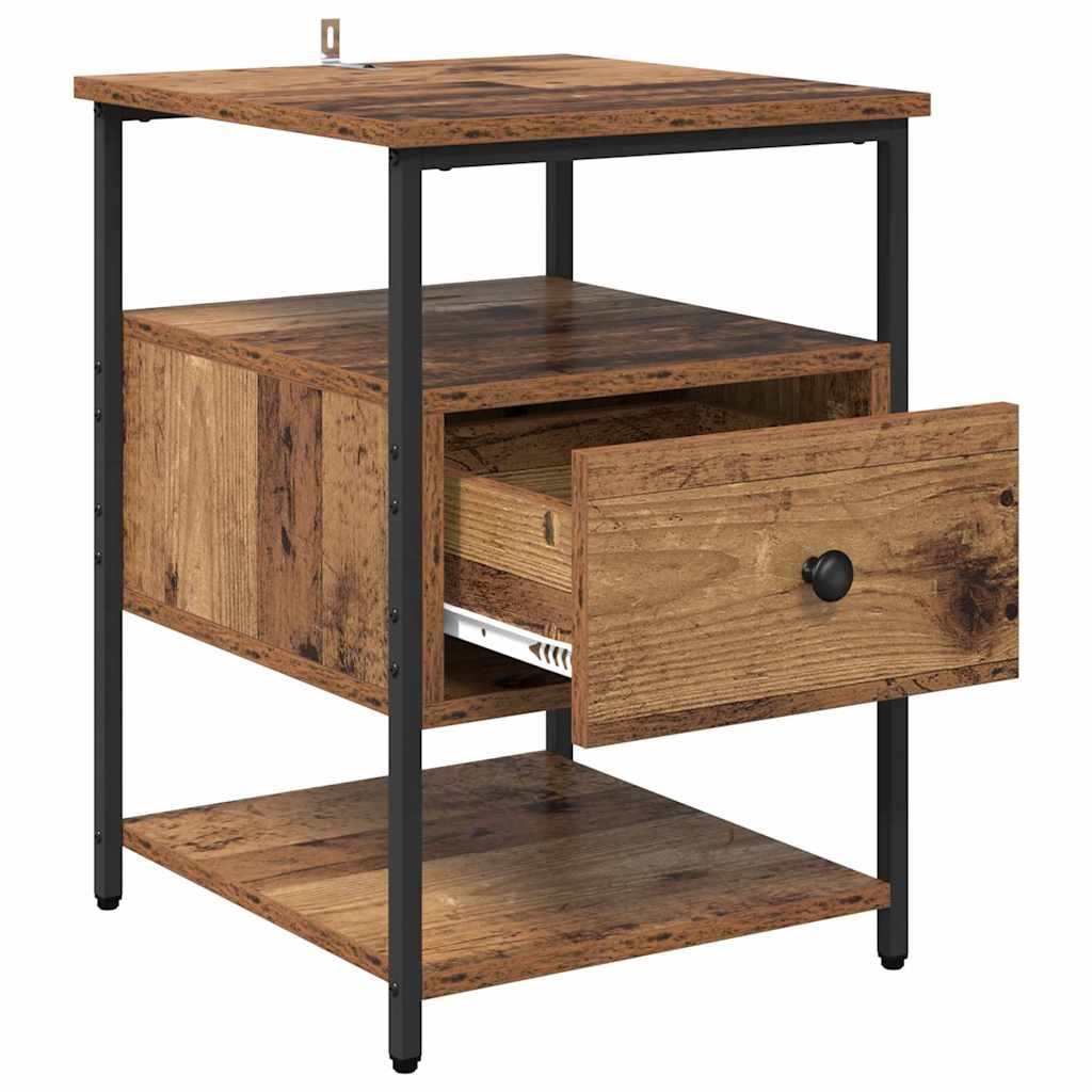 Nachtkastje met lade 2 pcs Oudhout 40 x 42 x 56 cm Bewerkt hout is nu te koop bij PeponiXL, paradijselijk wonen!