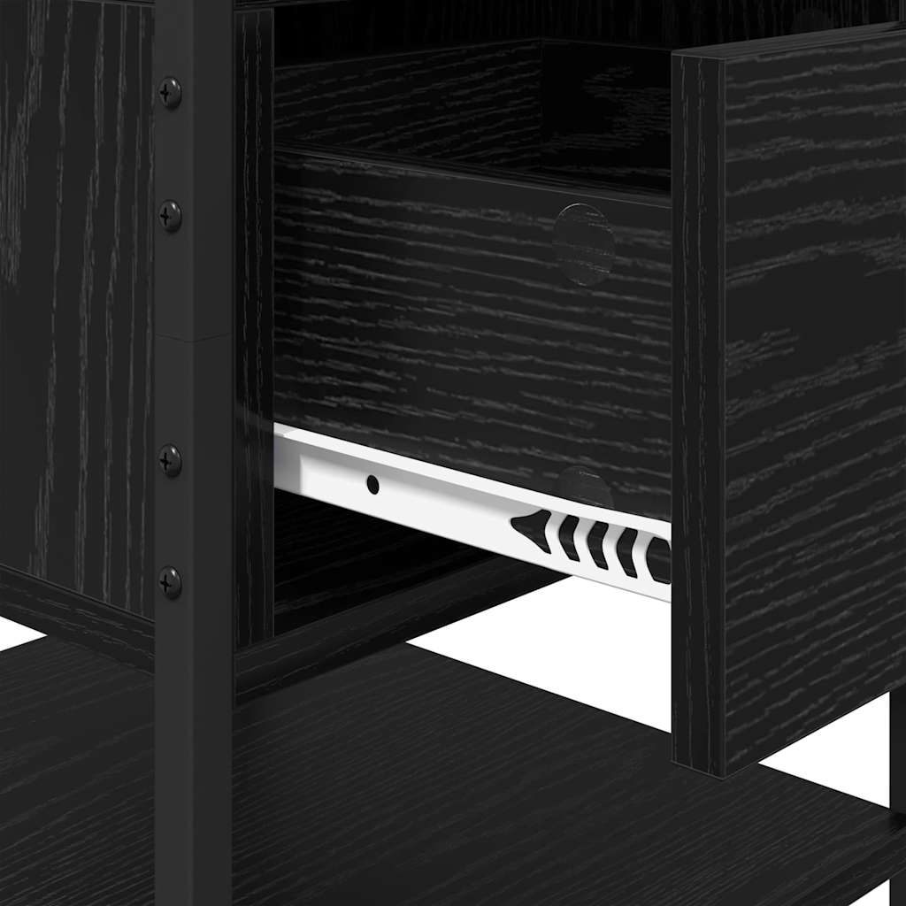 Nachtkastje 2 pcs Zwart Eiken 40 x 42 x 56 cm Bewerkt hout is nu te koop bij PeponiXL, paradijselijk wonen!