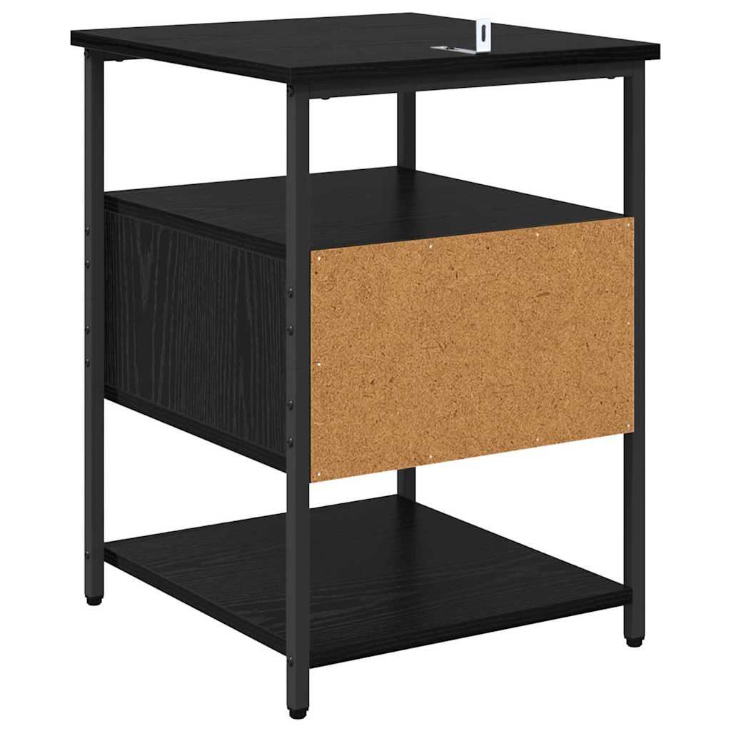 Nachtkastje 2 pcs Zwart Eiken 40 x 42 x 56 cm Bewerkt hout is nu te koop bij PeponiXL, paradijselijk wonen!