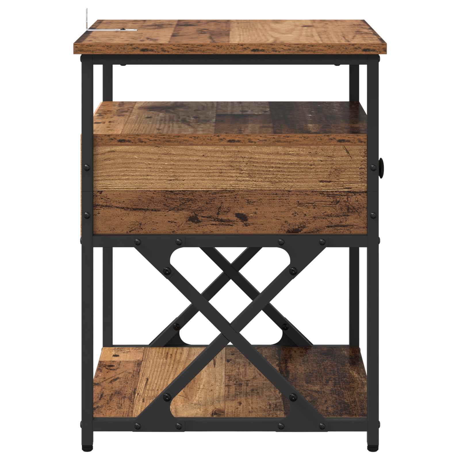 Nachtkastje met lade Oudhout 40 x 42 x 55 cm Bewerkt hout is nu te koop bij PeponiXL, paradijselijk wonen!