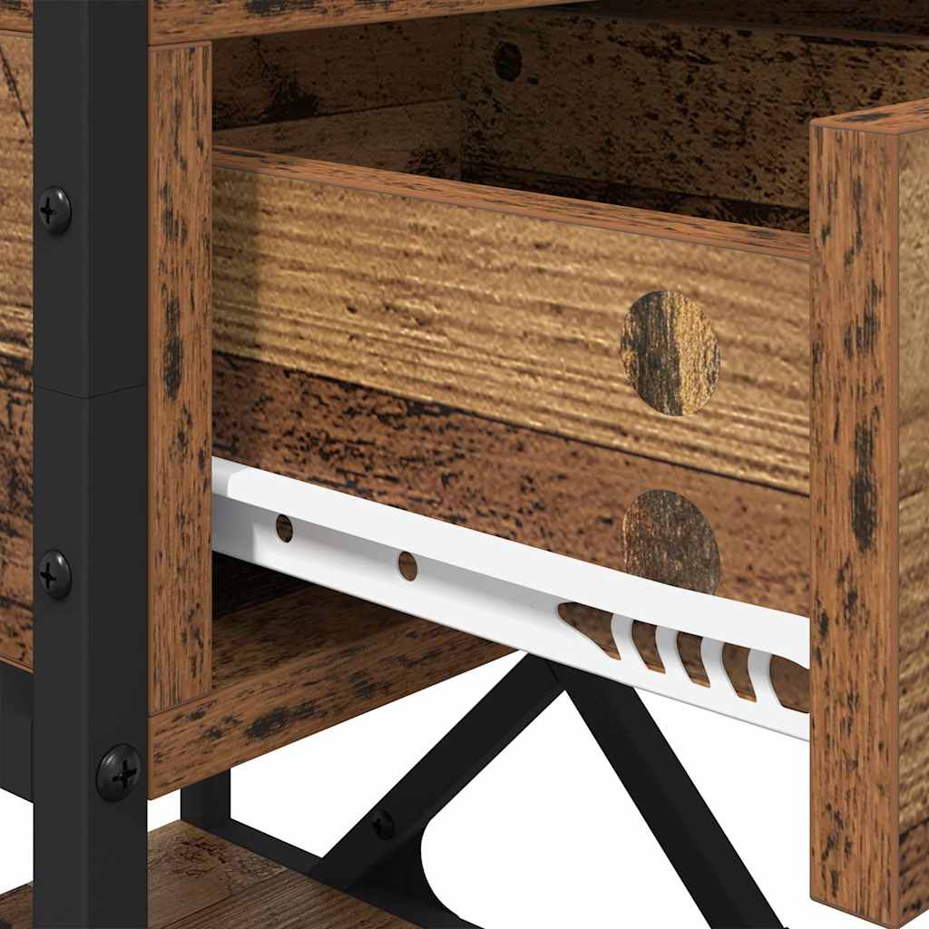 Nachtkastje met lade 2 pcs Oudhout 40 x 42 x 55 cm Bewerkt hout is nu te koop bij PeponiXL, paradijselijk wonen!