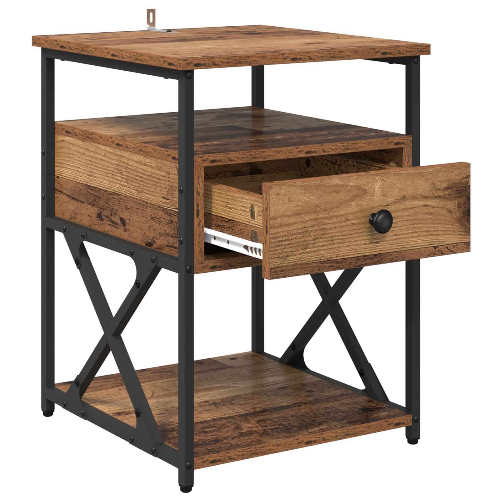Nachtkastje met lade 2 pcs Oudhout 40 x 42 x 55 cm Bewerkt hout is nu te koop bij PeponiXL, paradijselijk wonen!