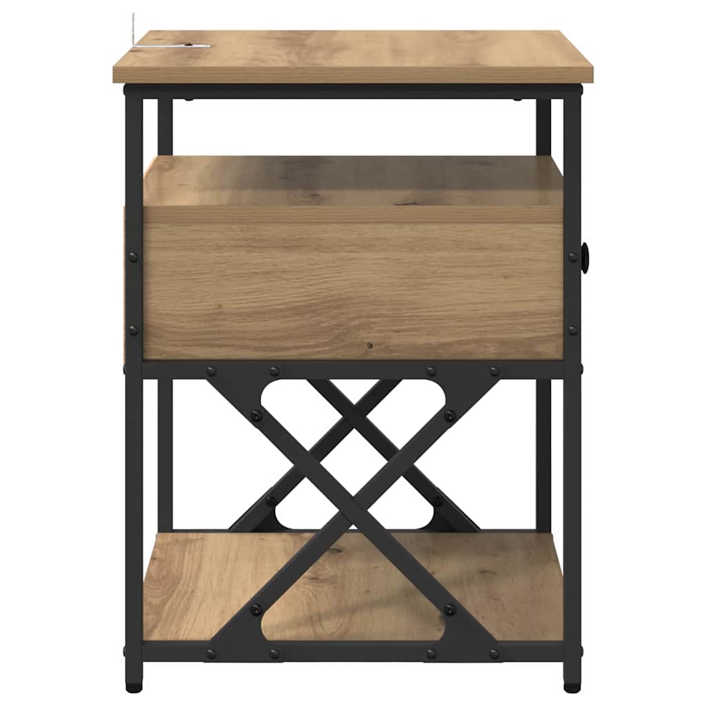 Nachtkastje met lade Artisan Eiken 40 x 42 x 55 cm Bewerkt hout is nu te koop bij PeponiXL, paradijselijk wonen!