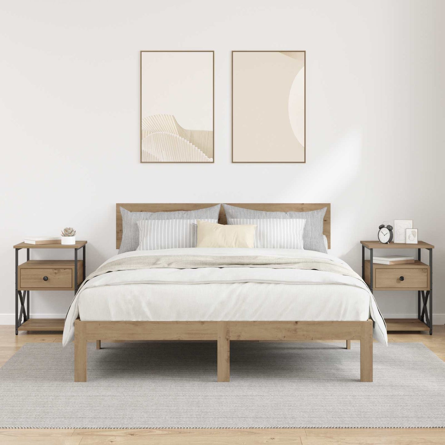 Nachtkastje 2 st Artisan Eiken 40 x 42 x 55 cm Bewerkt hout is nu te koop bij PeponiXL, paradijselijk wonen!