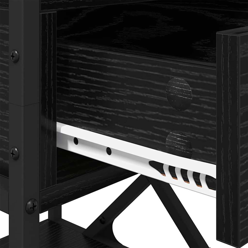 Nachtkastje 2 pcs Zwart Eiken 40 x 42 x 55 cm Bewerkt hout is nu te koop bij PeponiXL, paradijselijk wonen!