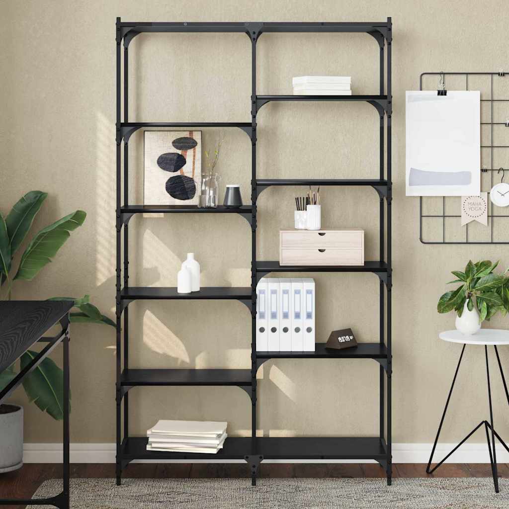 Boekenkast Zwart eiken 100 x 32 x 170 cm Bewerkt hout is nu te koop bij PeponiXL, paradijselijk wonen!