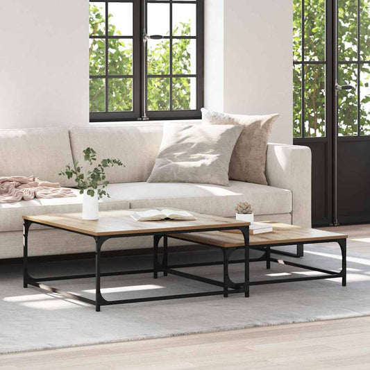Salontafel 2 pcs Artisan Eiken Bewerkt hout is nu te koop bij PeponiXL, paradijselijk wonen!