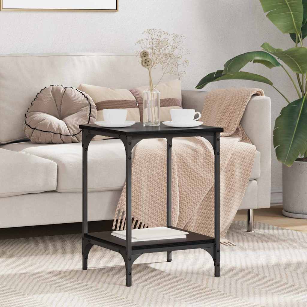 Salontafel Zwart Eiken 40 x 40 x 55 cm Bewerkt hout is nu te koop bij PeponiXL, paradijselijk wonen!