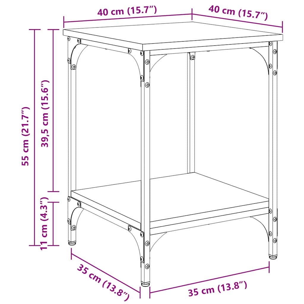 Salontafel Zwart Eiken 40 x 40 x 55 cm Bewerkt hout is nu te koop bij PeponiXL, paradijselijk wonen!