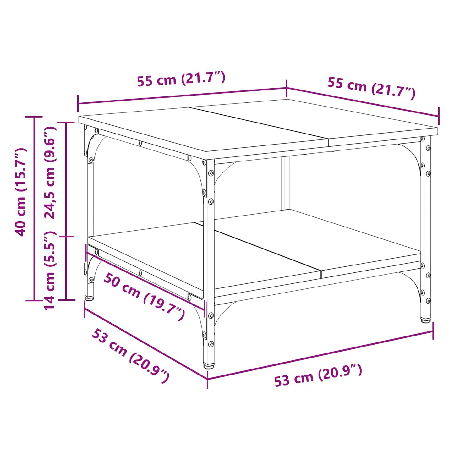 Salontafel Oud Hout 55 x 55 x 40 cm Bewerkt hout is nu te koop bij PeponiXL, paradijselijk wonen!