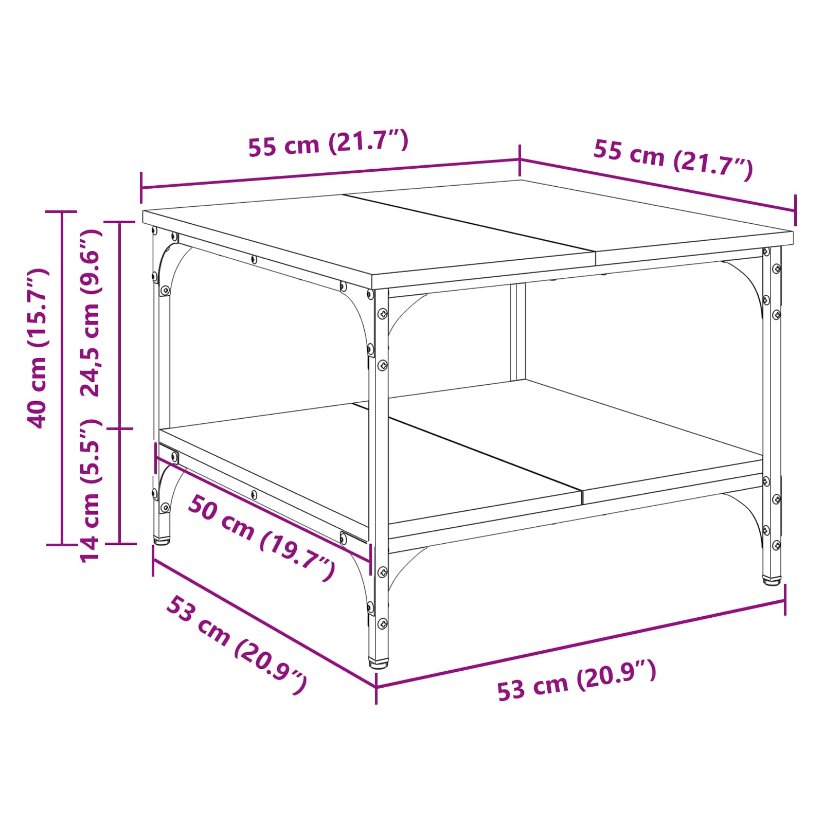 Salontafel Oud Hout 55 x 55 x 40 cm Bewerkt hout is nu te koop bij PeponiXL, paradijselijk wonen!