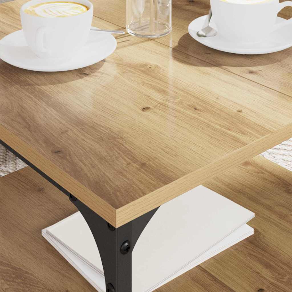 Salontafel Artisan Eiken 55 x 55 x 40 cm Bewerkt hout is nu te koop bij PeponiXL, paradijselijk wonen!