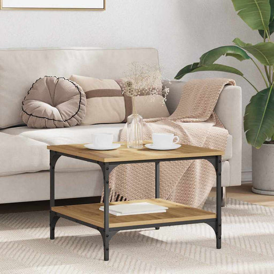 Salontafel Artisan Eiken 55 x 55 x 40 cm Bewerkt hout is nu te koop bij PeponiXL, paradijselijk wonen!