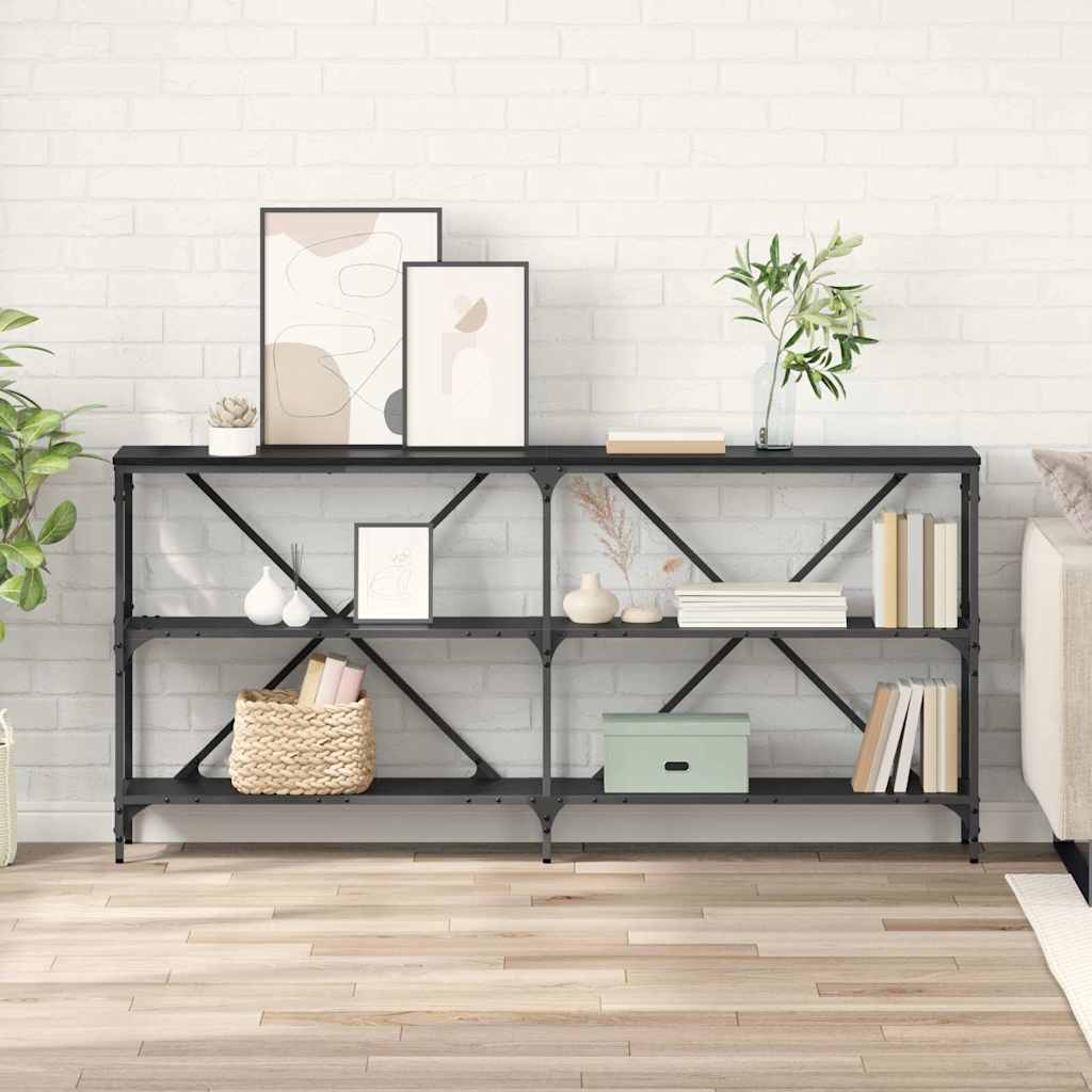 Wandtafel met plank Zwart Eiken 160 x 30 x 75 cm Bewerkt hout is nu te koop bij PeponiXL, paradijselijk wonen!