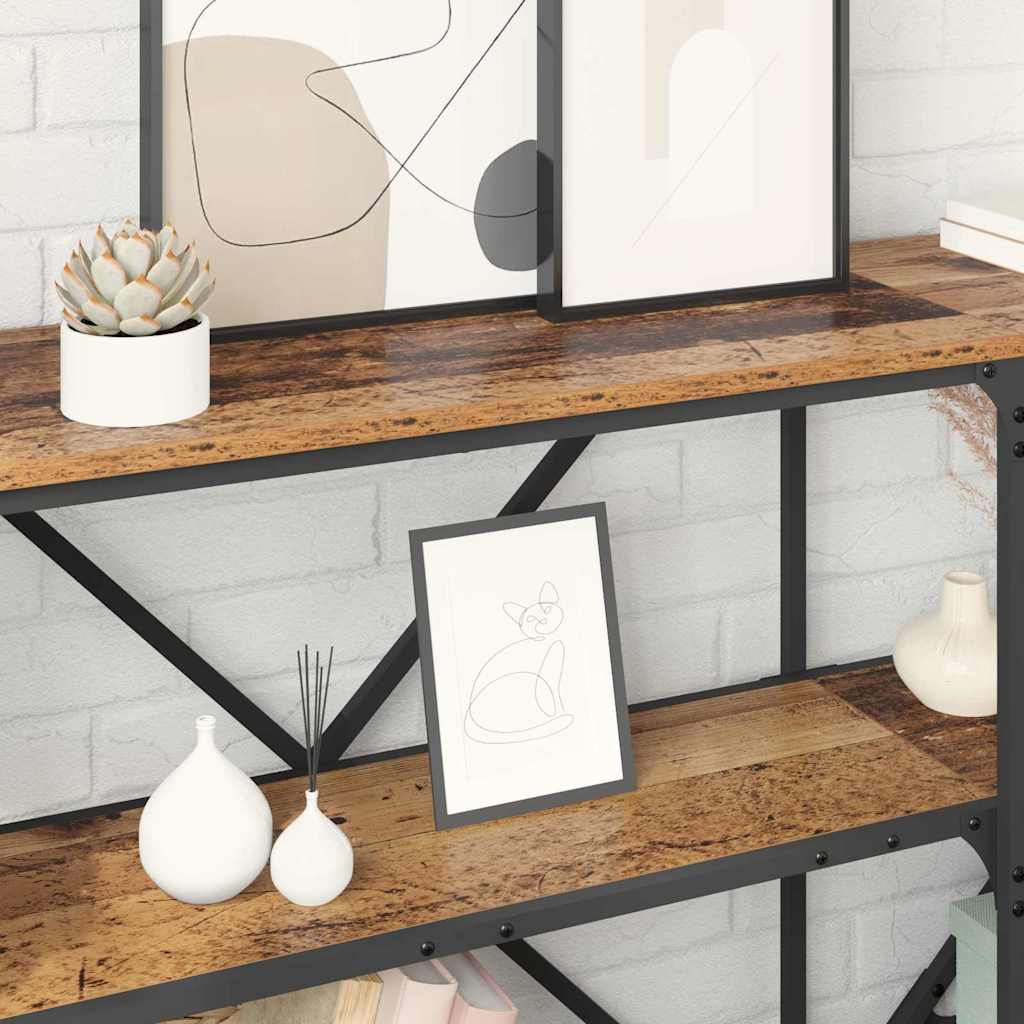 Wandtafel met plank Oudhout 180 x 30 x 75 cm Bewerkt hout is nu te koop bij PeponiXL, paradijselijk wonen!