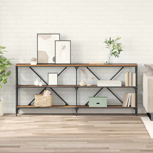 Wandtafel met plank Oudhout 180 x 30 x 75 cm Bewerkt hout is nu te koop bij PeponiXL, paradijselijk wonen!