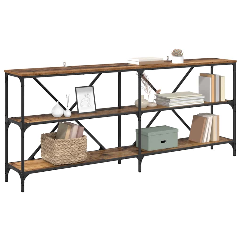 Wandtafel met plank Oudhout 180 x 30 x 75 cm Bewerkt hout is nu te koop bij PeponiXL, paradijselijk wonen!