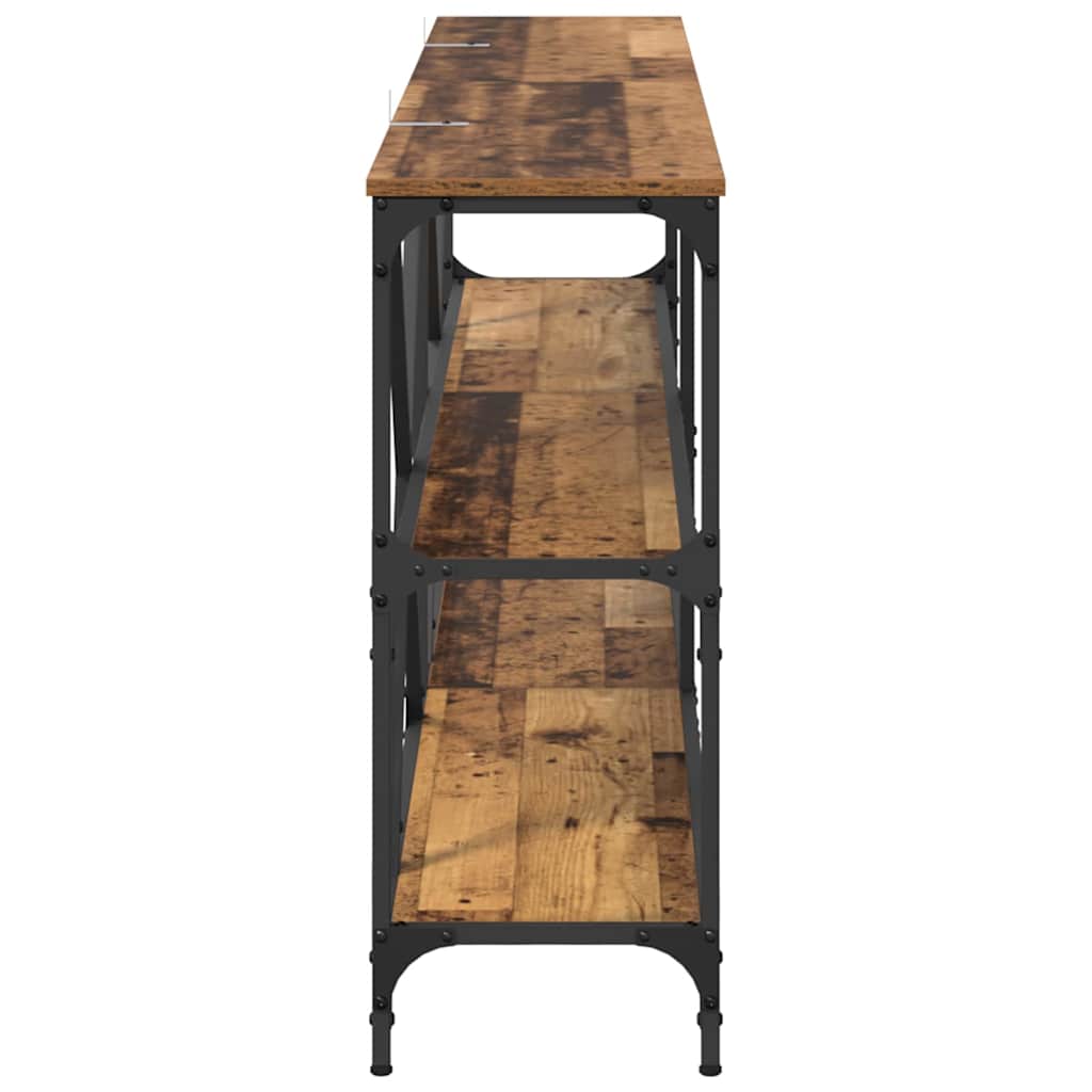 Wandtafel met plank Oudhout 180 x 30 x 75 cm Bewerkt hout is nu te koop bij PeponiXL, paradijselijk wonen!