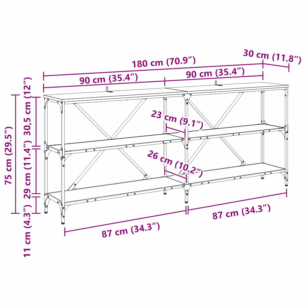 Wandtafel met plank Artisan Eiken 180 x 30 x 75 cm Bewerkt hout is nu te koop bij PeponiXL, paradijselijk wonen!