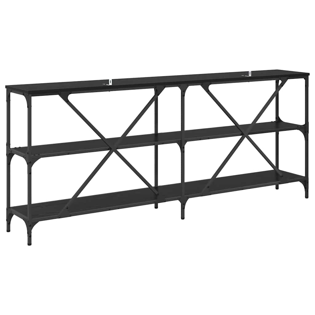 Wandtafel met plank Zwart Eiken 180 x 30 x 75 cm Bewerkt hout is nu te koop bij PeponiXL, paradijselijk wonen!