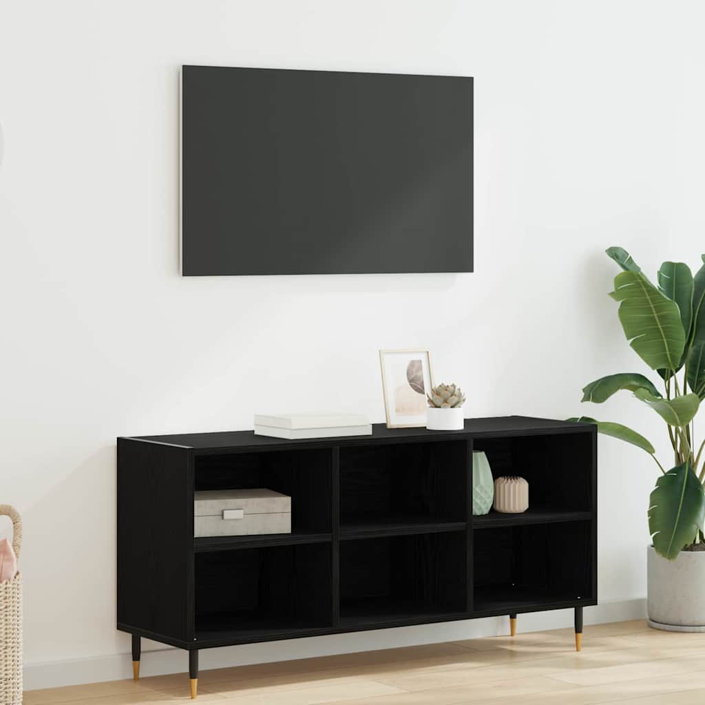 TV-kast Zwart Eiken 103,5 x 30 x 50 cm Bewerkt hout is nu te koop bij PeponiXL, paradijselijk wonen!