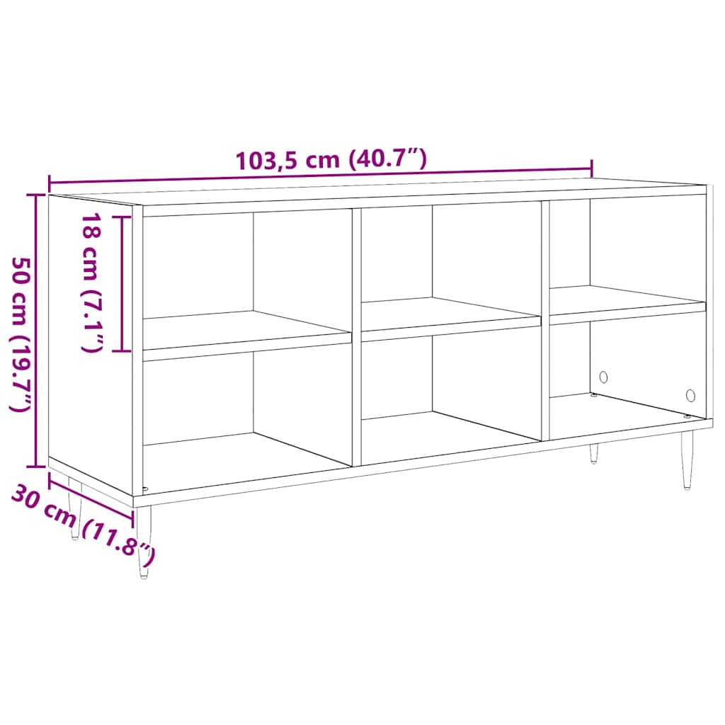 TV-kast Zwart Eiken 103,5 x 30 x 50 cm Bewerkt hout is nu te koop bij PeponiXL, paradijselijk wonen!
